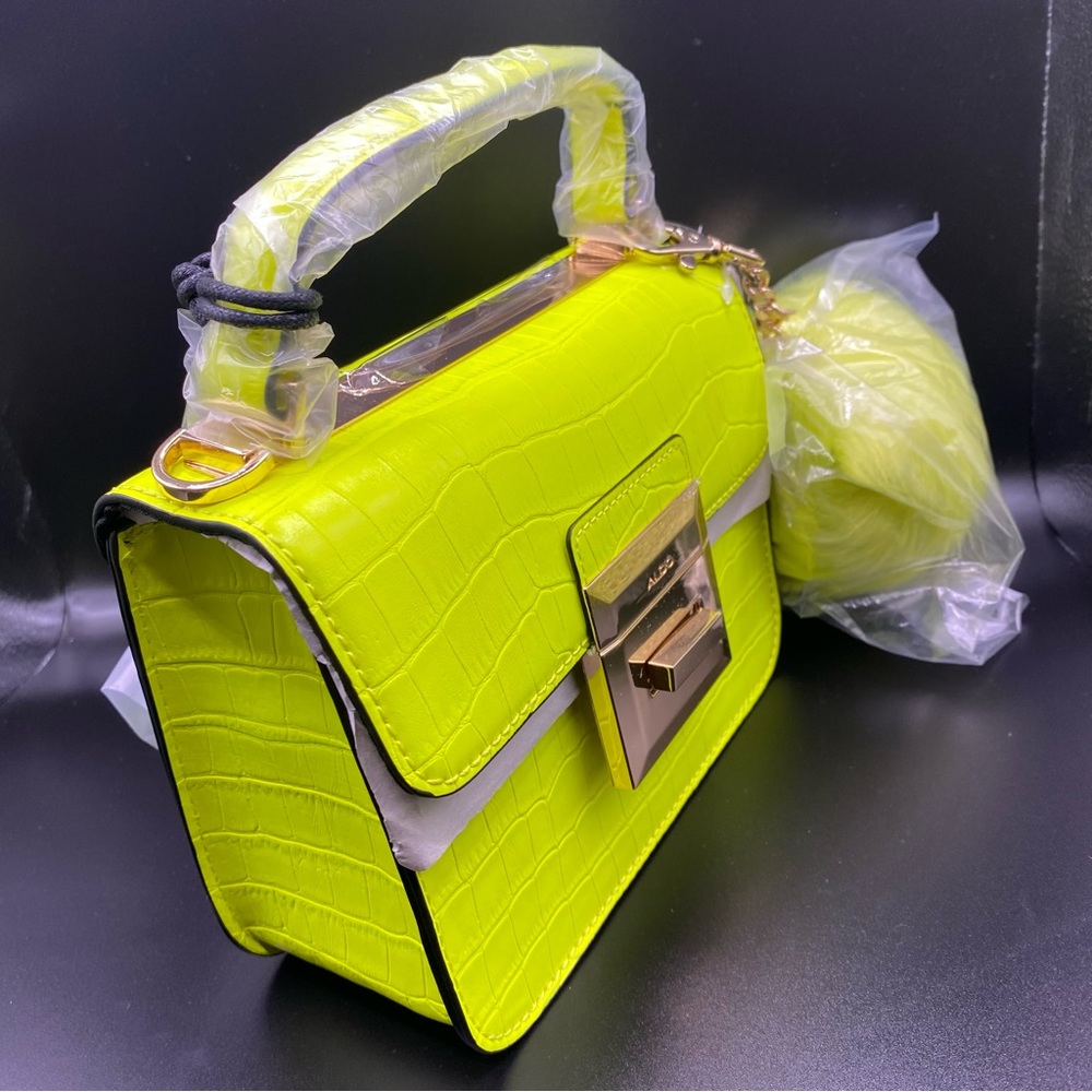 Aldo Chiadda Bright Yellow Women's Top Handle Handbag - Picture 8 of 11